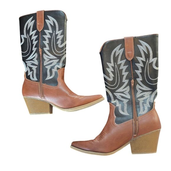 Indigo Rd. Raldey Brown Black Western Cowboy Boots Womens Size 11 Casual Boho - Picture 13 of 13